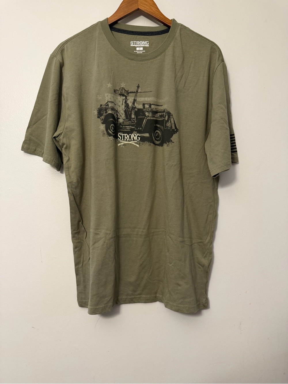 Men's Olive Graphic Crew Neck T‑Shirt